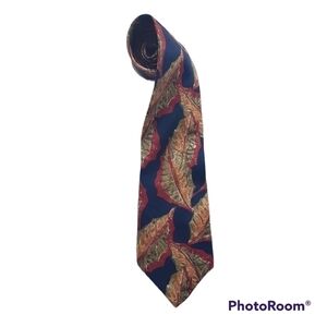 London Fog Italian Leaf Print Silk Tie